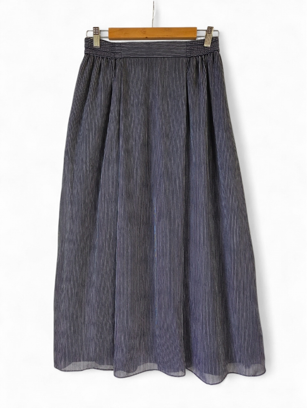 Vintage Doncaster Navy and White Pinstripe A-Line Skirt Size 6